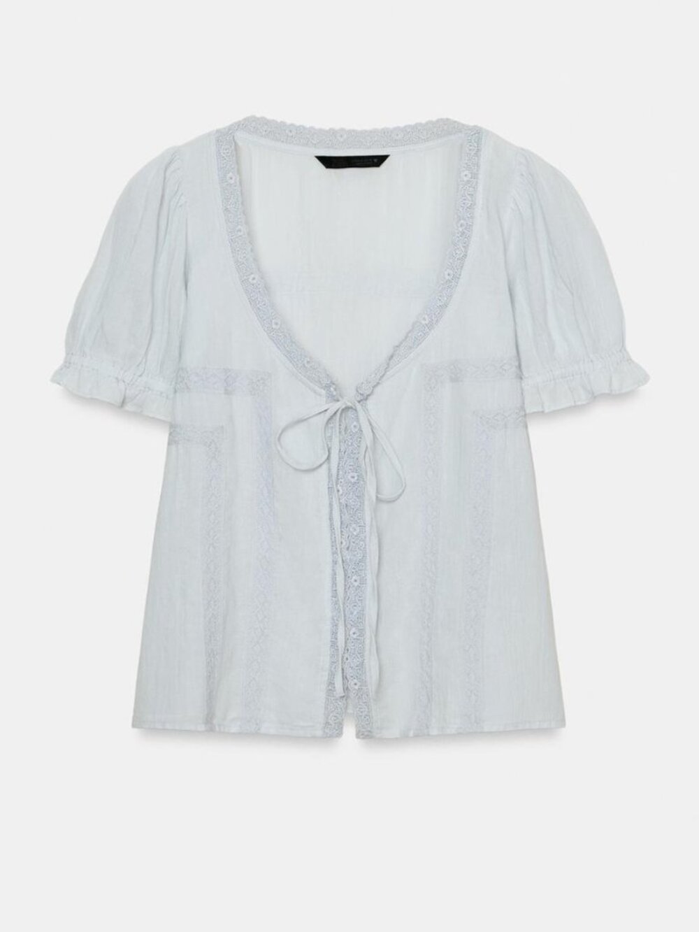 Zara Embroidered Cotton Gauze Shirt Size Small NWT